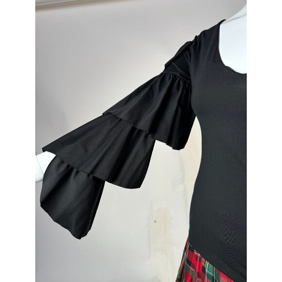 Susana Monaco Womens Black Ruffle Bell Sleeve Top XS - Picture 2 of 16